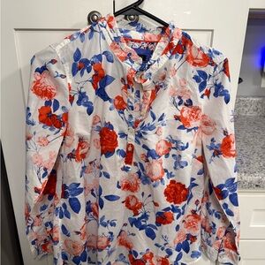 Talbots Floral Blouse - Red and Blue